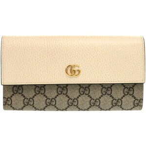 Gucci Double GG Bicolor Continental Wallet Supreme Canvas Beige Leather